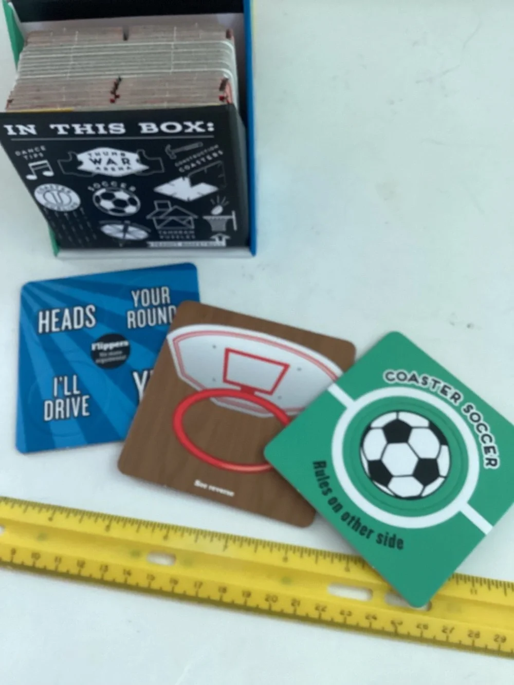 25 Wipe Clean game coasters  Play a number of games using various coasters